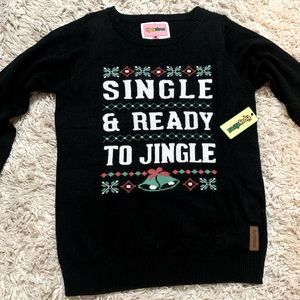 NWT TIPSY ELVES SINGLE AND READY TO JINGLE SWEATER, S